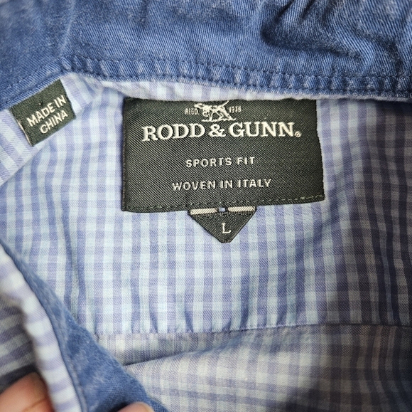 Rodd & Gunn Men's Large Button Down Shirt Sports Fit Blue Micro Plaid - Picture 4 of 8